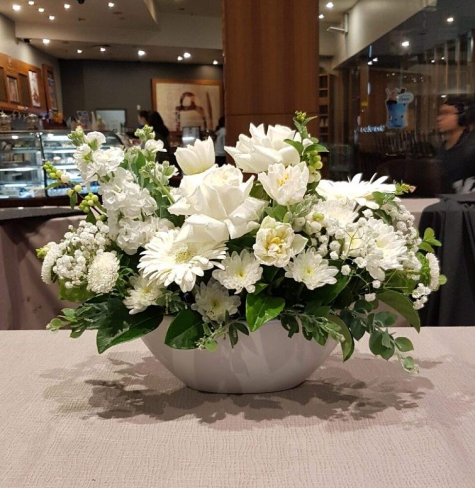 Funeral table flowers